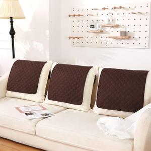 Moukeren 3 Pieces Recliner Headrest Protector Headrest Cover for Recliner Chair Sofa Covers Couch Chair Head Protector for Sofa Furniture Protectors(Brown)