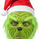 Green Furry Masks, Cosplay Monster Mask for Adults, Costume Accessory for Halloween Christmas Party