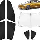 KUST Car Window Shades for Tesla Model 3 2018-2025 2026 Windshield Sun Shade Side Window Cover UV Block Privacy Protection Accessories for Camping Blackout Rear Back Full Set 7PCS