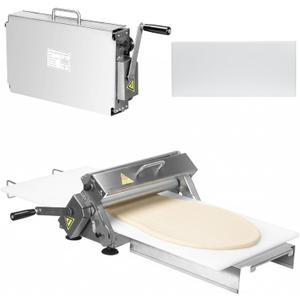 Stainless Steel Folding Dough Press Sheeter with 2 Rolling Boards Stainless Steel Dough Roller Machine 55 Adjustable Thicknesses & 0-25mm for Croissants Pizza Pie Crust and Pastry