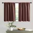 RYB HOME Short Chocolate Brown Blackout Curtains for Small Bedroom Window, Insulating UV Blocking Drapes for Kitchen Cafe Basement, Privacy Tiers for Bathroom Window, Width 42 by Length 36, Set of 2