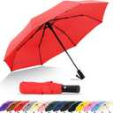 SoulRain Travel Umbrella - Compact Umbrella for Rain - Perfect Large Auto Folding Umbrella - Ideal Car umbrella, Small umbrella, and Travel Companion (Red)