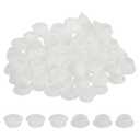 MECCANIXITY 250Pcs Plastic Hole Plugs, 5/8" x 1/4"(DxH) Hole Cover Tubing End Cap for Round Holes(12mm), Cabinet Furniture Cupboard Shelves, Clear White