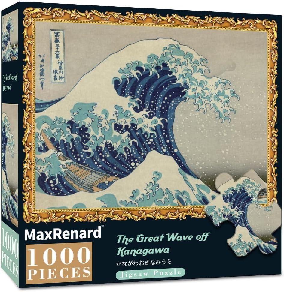 MaxRenard Game 1000 Pieces Jigsaw Puzzle for Adult Fine Art Collection Toy The Great Wave Off Kanagawa Puzzle