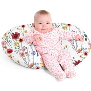 Little Grape Land Nursing Pillow for Infants, Breastfeeding Pillows, Baby Support Pillow for Nursing, Bottle Feeding, Tummy Time with Machine Washable Cover & Breathable Filling, Spring Flower
