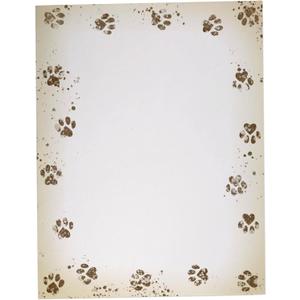 Paw Prints Stationery Paper - 60 Sheets - Great for Party Invitations, Groomers, Veterinarians, Breeders 11"L x 8.5"W