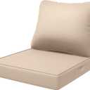 Amopatio Outdoor Cushions for Patio Furniture, 22x22 Outdoor Chair Cushions with Waterproof & Fade Resistant Cover, Deep Seat Replacement Patio Cushions with Adjustable Straps & Handle, Beige (22x22x4 In | 1 Back&Seat)