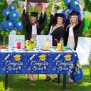 HOUSE OF PARTY Graduation Tablecloth 3PCS | 54"x108" Blue Congrats Grad Tablecloths | Grad Tablecloth Class of 2025 | Party Table Cover Fireworks Design for Table Decorations