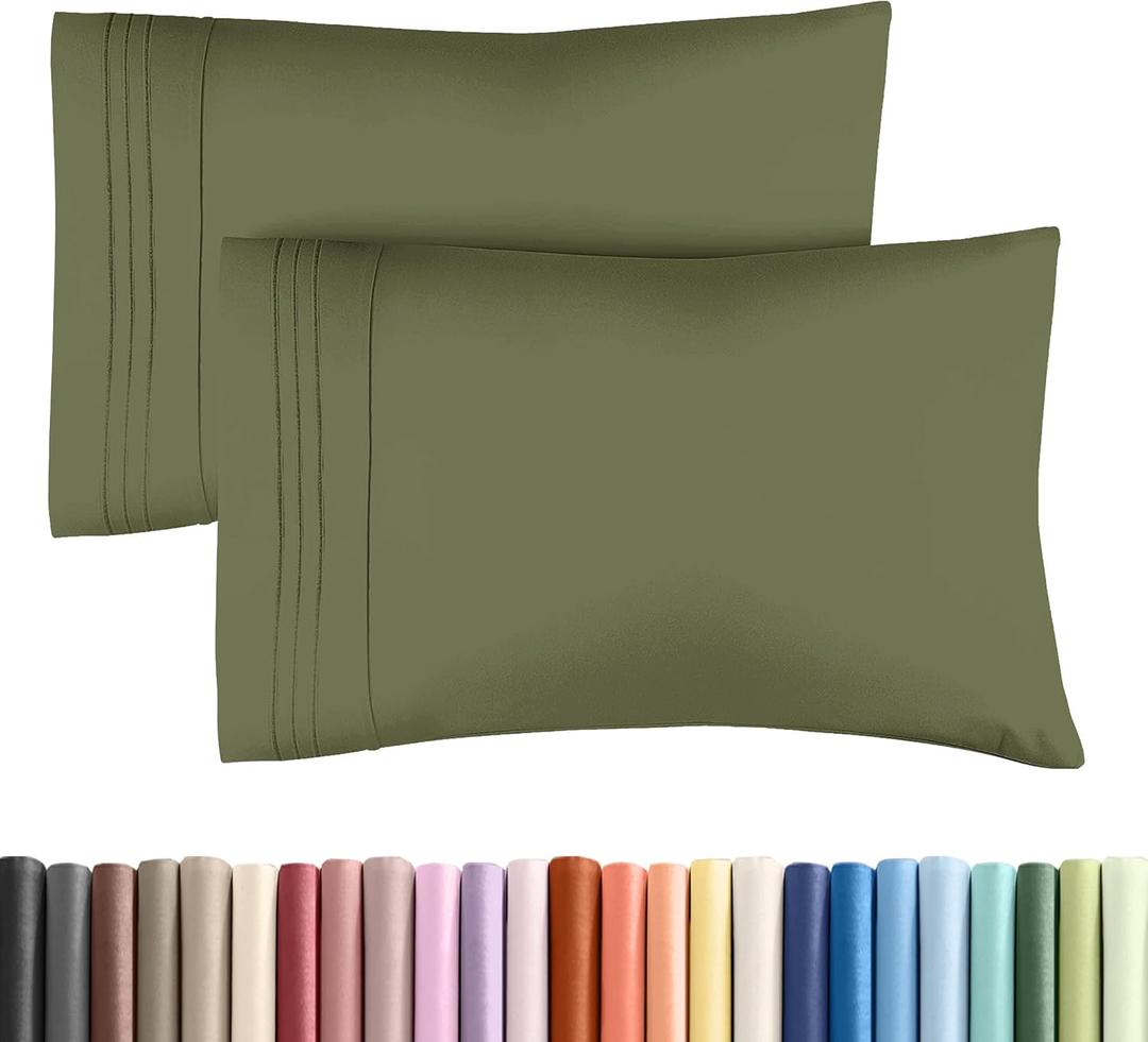 Queen Pillow Cases Set of 2 - Ultra Soft Hotel Quality Pillowcase Covers - Comfy Cozy Bedding for Women, Men, Kids & Teens - Machine Washable Pillow Protectors - 2 Pieces Set - Queen Size Sage Green (30 - Sage Green)