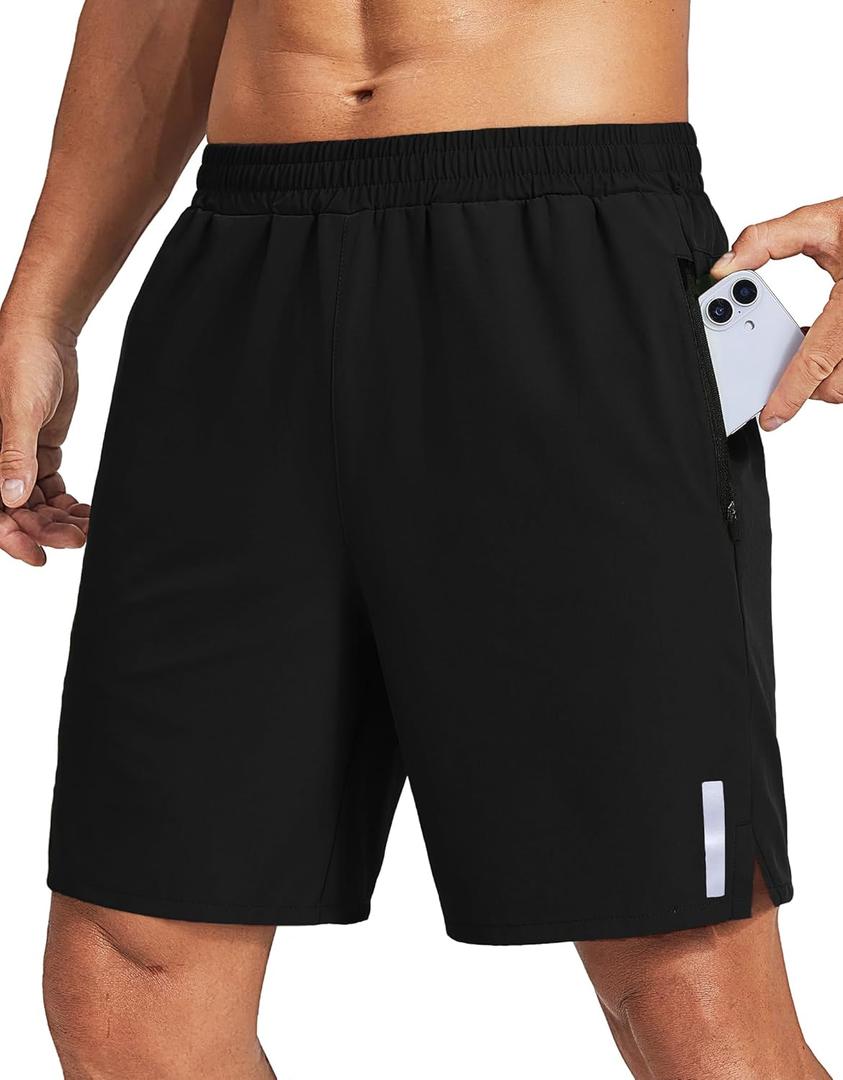 COOFANDY Men's Athletic Running Shorts Quick Dry 7" Workout Gym Short Lightweight Active Sport Short for Tennis Hiking (Black, XL)