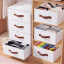 Windyun 4 in 1 Stackable Storage Drawers Closet Organizer Fabric Bins with Drawers for Socks Underwear Bras Scarves Ties Large Foldable Clothes Storage Boxes, 12 x 15 x 6 Inch(White)