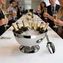 Stainless Steel Champagne Bucket with Scoop, 15.3" Large Capacity Ice Bucket with Detachable Base, Mirror Polished Inside & Out, Heavy Duty Wine Chiller Bowel for 8 Bottles Parties, Weddings