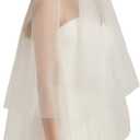 Double Layer Tulle Bridal Veil 2 Tier Sheer Wedding Veil with Comb, Light Ivory