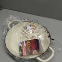 Parmedu Cast Iron Dutch Oven, 3.8 Quart, White, Shallow Braiser & Casserole