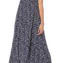 Amazon Essentials Women's V Neck Short Sleeve Waisted Maxi Dress, Floral Blue XL