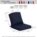 20"x21.5" Outdoor Deep Seat Patio Cushions Set of 1, Outdoor Chair Cushions Bottom Resilient Foam Filling Water-Resistant UV Resistant Weather Resistant with YKK Zippers,Midnight, 20"x21.5"x3.15";1 Set