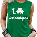 St Patricks Day Shirt Women Shamrock Heart Tank Tops Casual Lucky Clover Sleeveless Shirts