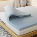 Twin Mattress Topper,2 Inch Twin Size Memory Foam Mattress Topper,Cooling Gel Soft Mattress Relieves Back Pain,CertiPUR-US Certified,Light Blue