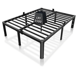 ROIL 14 inch Metal Queen Bed Frame with Rounded Corner and Headboard Hole Mattress Retainers 3500LBS Heavy Duty Steel Slats No Box Spring Needed Platform Noise-Free Easy Assembly