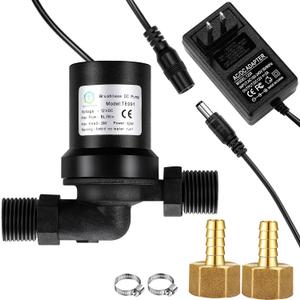 DC 12V Solar Hot Water Heater Circulation Pump with DC Power Supply Adapter Low Noise 3 Meter Head 8 LPM 2.1GPM for Home Brewing Recirculation System, Hydronic Heating Systems