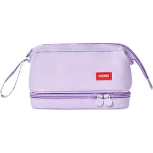 Pencil Case - 2-Layer Large Capacity Aesthetic Pencil Pouch with Strong Zipper, Handheld Stationery Organizer Pen Case with Compartments for College, office, Travel, for Women Men(Purple)