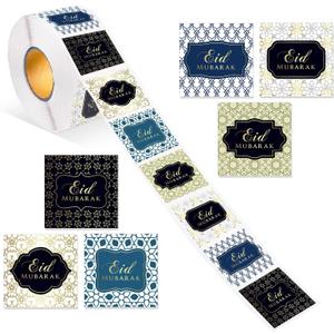 500 Pcs Eid Mubarak Stickers Self-Adhesive Ramadan Decals Islamic Holiday Labels for Envelopes Gift Wrapping Muslim Party Decoration