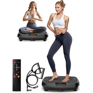 Vibration Plate Exercise Machine, Power Vibrating Board for Weight Loss, Full Body Workout Home Gym Equipment with 100 Adjustable speeds, 450 Lbs (Black)