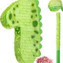 Poen 16 Inch Dinosaur Piata Number 1 2 3 4 5 6 7 8 9 for Kids Birthday Party Cute Dino Piata with Blindfold Stick and Confetti for Boys Girls Dinosaur Birthday Animal Theme Baby Shower Decor(1)