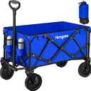 Collapsible Folding Wagon Cart 150L, Heavy Duty Garden Cart with All Terrain Wheels,Portable Large Capacity Utility Wagon Cart for Camping Fishing Sports Shopping,Royal Blue
