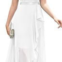 Bbonlinedress Women's V-Neck Dress for Women Wedding Guest Hi-Lo Floral Lace Prom Cocktail Party Formal Bridesmaid Dress, XL