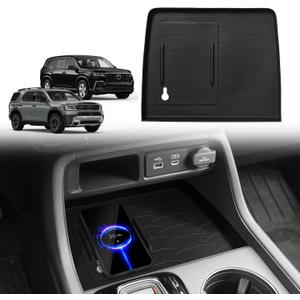 Muslogy Center Console Inserts Compatible with Honda Pilot 2023-2026/2026 Passport Accessories, Center Console Wireless Charger Protective Mat Liner Anti-Slip Phone Charge Area Charging Protection