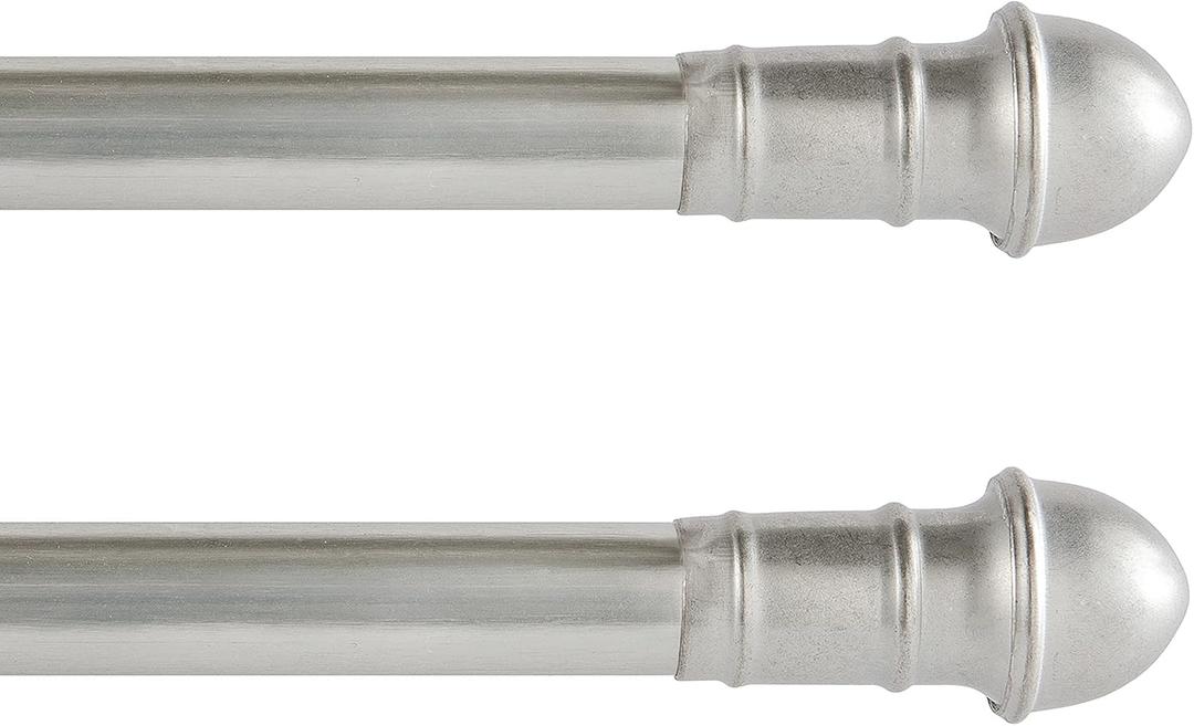48-84 in. Adjustable Petite Caf Curtain Rod, 2-Pack, 7/16 in. Diameter, Silver