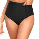 Tempt Me Women High Waisted Bikini Bottoms - Tummy Control Bathing Suit Swim Bottoms with Pockets 2025 Black S