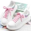 2 x Thin Flat Leopard Print Shoelaces Camouflage Shoe Laces Shoestring 2 Pair (31Inch (80CM), 10 Pink Lucky Flowers)