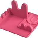 Cozihom Silicone Spoon Rest and Pot Lid Holder Stand for Kitchen Counter Top, Ladle/Spatula/Spoon/Tongs Holder, Food Grade Silicone, Heat Resistant, Anti-slip BPA-Free, Red
