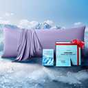 Ice Cooling Body Pillowcase for Hot Sleepers Stays Cool All Night, Silky Touch Long Body Pillow Cases with Invisible Zipper, Soft & Breathable Body Pillow Cover, Gift for Men Women - 20"x54", Purple
