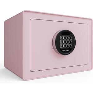 Goldenkey Luxury Digital Jewelry Safe with Keypad for Home, Small Safe box for Document, Money, Soft Velvet Lining&Removable Shelf, 9.84"D x 13.78"W x 9.84"H,1.2 Cu.Ft./ Pink