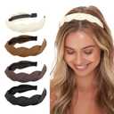 WOVOWOVO 4 Pieces Braided Headband for Women Girls Wide Hairband Fashion Non Slip Hairhoop Weaving Shape Accessories Solid Colors