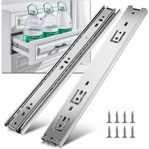 YENUO Full Extension Drawer Slides Side Mount 10 12 14 16 18 20 22 24 Inch Ball Bearing Dresser Cabinet Kitchen Rails Track Guide Glides Runners Heavy Duty 100 Lb (White-Basic - 1 Pr,20 Inch)