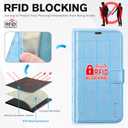 TUCCH Case Wallet for iPhone 17 (6.3-Inch) 2025, RFID Blocking 4 Card Slots, Kickstand, Magnetic Closure, PU Leather, Shockproof TPU Shell, Protective Flip Folio Cover, Pearly Light Blue