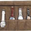 Travel Watch Roll Organizer with 6 Slots Handmade Watch Travel Case Roll-up Watch Organizer Storage Box Jewelry Roll Watch Travel Pouch Waxed Canvas Easy Carry On Watchlover Storage Gift for Men (Khaki)