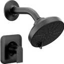 Moen Genta LX Matte Black Pressure Balancing Eco-Performance Modern Shower Trim with Showerhead and Lever Handle, Posi-Temp Valve Required, T2472EPBL