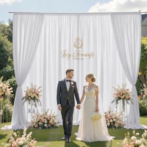 10x10FT White Backdrop Curtains for Party, 2 Panels 5x10FT Thick Polyester Backdrop Drapes, Wrinkle Resistant Photography Background Drapes for Wedding Birthday Home Decoration