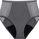 THINX Period Underwear, Hi-Waist Comfort-Stretch Panties, Absorbent Menstrual Underwear Holds Up to 12 Tampons* All-Day (Slate)