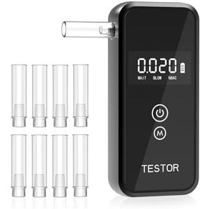 FluxAxis 2026 Breathalyzer, Digital High-Accuracy Breathalyzers for Alcohol, Portable Handheld Breathalyzer Test for Alcohol Personal Home & Party Use - Ideal for Gifts, 8 Mouthpieces