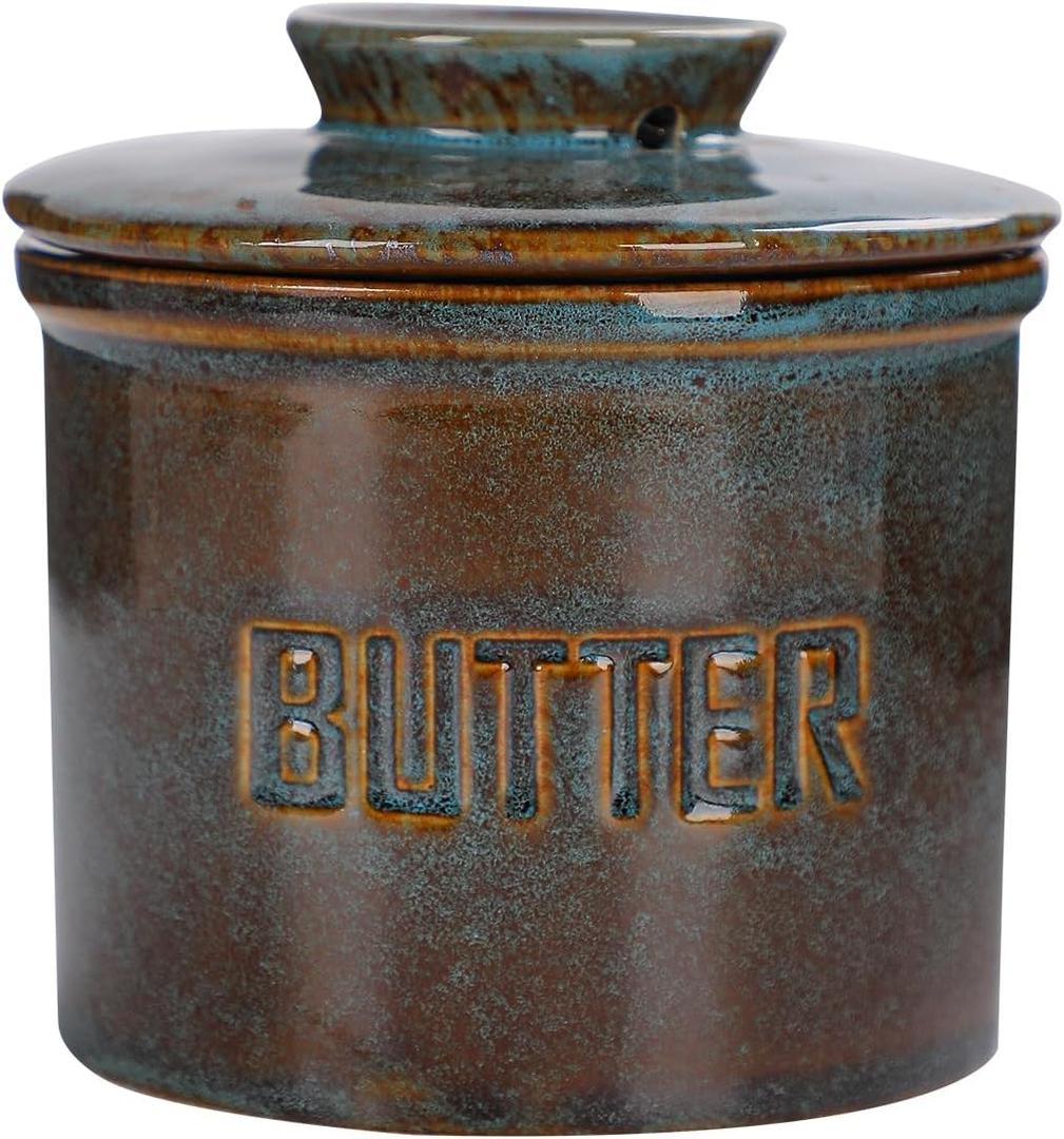 Ceramic Butter Jar, French-Style Butter Dish with Lid, with Water Line, Countertop Suitable, Housewarming Gift Box, Kitchen & Home Decoration