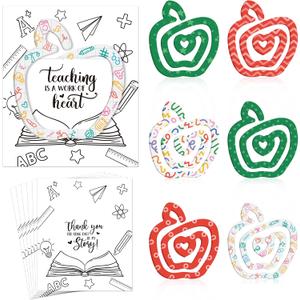 6Pcs Teacher Appreciation Gift Set - Jumbo Acrylic Apple Bookmark Clips with Inspirational Cards, Thank You Teachers Week Presents for Classroom Back to School Office Supplies