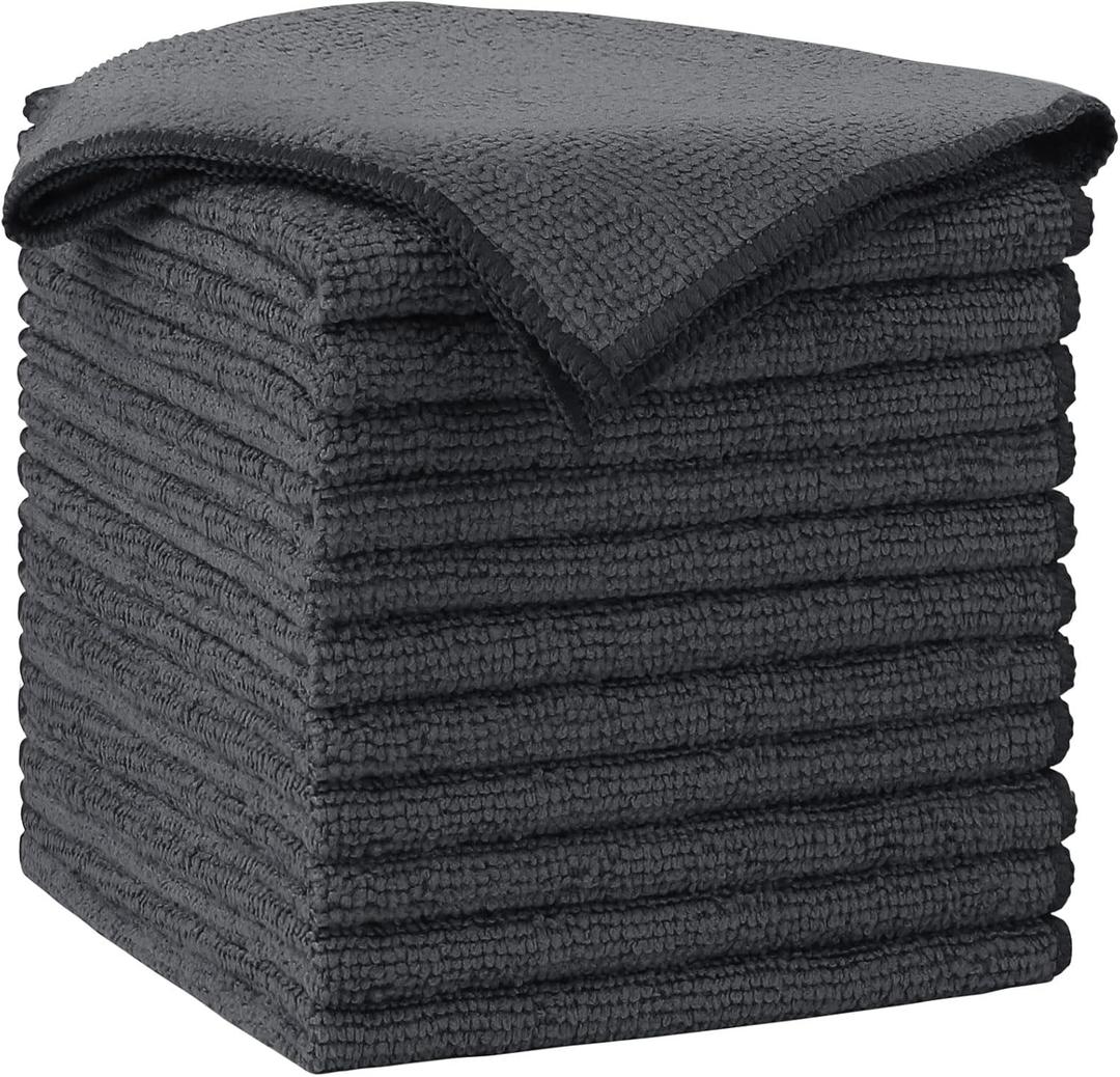 AIDEA Microfiber Cleaning Cloth-12PK, Soft Microfiber Towels for Cars, Absorbent Cleaning Rags, Lint-Free Streak-Free Wash Cloths for House, Kitchen, Window(12in.x12in), Grey