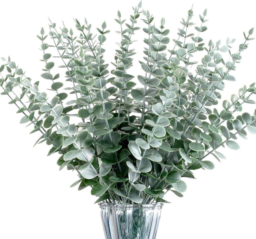 40pcs Eucalyptus Stems Artificial Eucalyptus Leaves Stems,Fake Eucalyptus Plants Real Touch Faux Flower for Home Office Flowers Bouquet Centerpiece Wedding Decoration Spring Farmhouse Home Decoration