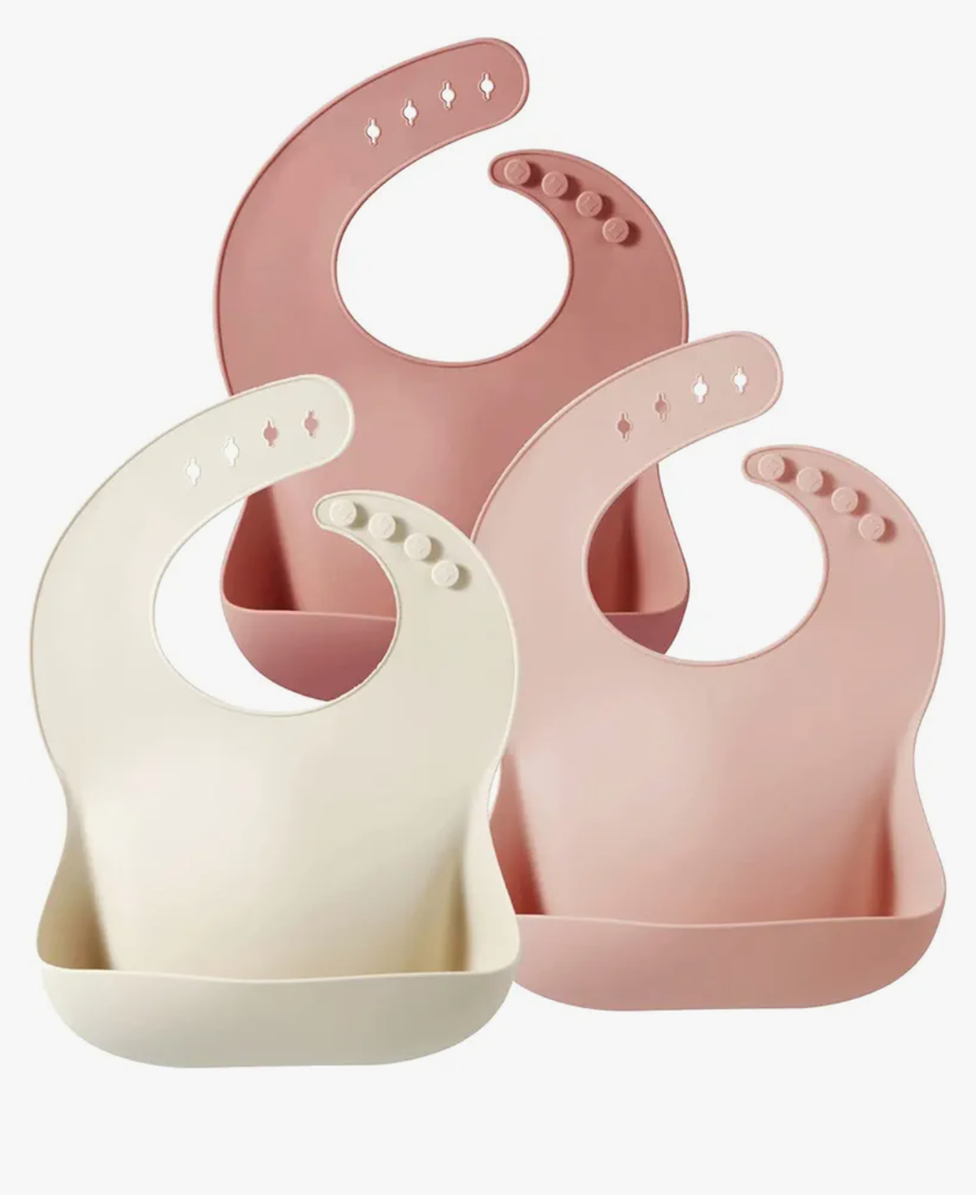 PandaEar Silicone Bibs for Babies Toddlers Girls| Adjustable Waterproof BPA Free Soft Durable Bibs for eating with Large Pocket Food Catcher